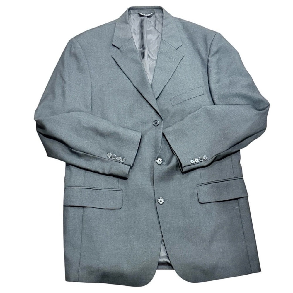 Fumagallis Mens Three Button Suit Jacket Black 100% Wool Made In Italy 42LN